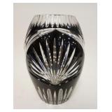 1061	BLACK CUT TO CLEAR OVAL VASE W/FLAIRED ART DECO STYLE DESIGN, APPROXIMATELY 10 1/4 IN HIGH