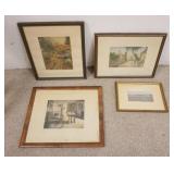 1070	WALLACE NUTTING 2 HAND SIGNED PRINTS, ONE INTERIOR TITLED *A DINING CUP*, SOME STAINING ON MAT 