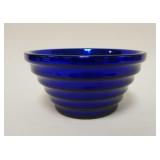 1086	CZECH BLUE MERCURY ART DECO BOWL, APPROXIMATELY 8 1/2 IN X 4 1/2 IN HIGH