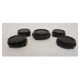 1101	GROUP OF WOOD CARVED ASIAN STANDS/BASES, LARGEST IS APPROXIMATELY 5 IN X 1 1/2 IN HIGH