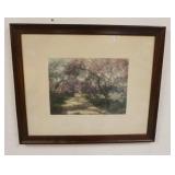 1104	WALLACE NUTTING HAND SIGNED PRINT TITLED *HONEYMOON DRIVE* APPROXIMATELY 24 1/2 IN X 21 IN OVER