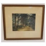 1105	WALLACE NUTTING HAND SIGNED PRINT TITLED *EVERGREEN SHADOWS* APPROXIMATELY 17 IN X 15 IN OVERAL