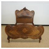 1129	CONTINENTAL CARVED FULL SIZE BED W/DIAMOND MATCHED WALNUT VENEER