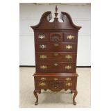 1131	VIRGINIA GALLERIES HENKEL HARRIS HIGHBOY, SOLID BLACK CHERRY, IN 3 PARTS, APPROXIMATELY 41 1/4 