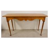 1132	D.R. DIMES TIGER MAPLE PORRINGER DINING TABLE, APPROXIMATLEY 50 IN X 15 IN X 28 IN HIGH