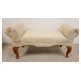 1137	UPHOLSTERED SCROLLED ARM WINDOW BENCH, APPROXIMATELY 43 IN X 17 IN X 23 IN HIGH