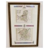 1146	FRAMED & MATTED MAPS, NEDERLANDEN & DUITSCHLAND, APPROXIMATELY 16 IN X 24 IN OVERALL