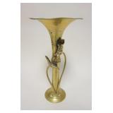 1164	ANTIQUE ART NOUVEAU BRASS TRUMPET VASE W/APPLIED FLOWERS & STEMS, APPROXIMATELY 13 1/2 IN HIGH