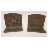 1166	BRONZE ABRAHAM LINCOLN BOOKENDS DATED C 1916 W/WHITEHOUSE & LINCOLN BIRTH PLACE, APPROXIMATELY 
