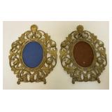 1174	PAIR OF HEAVY ORNATE CAST BRASS FRAMES, WALL HANGING, APPROXIMATELY 8 1/2 IN X 11 IN