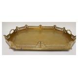 1180	LARGE ORNATE BRASS FOOTED SERVING TRAY, APPROXIMATELY 18 IN X 24 IN X 4 IN HIGH