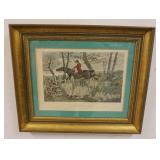 1189	FRAMED & MATTED HUNT PRINT TITLED *A FLYING LEAP*, H ALKEN, APPROXIMATELY 21 IN X 17 3/4 IN