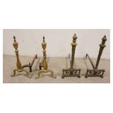 1194	2 PAIR OF BRASS ANDIRONS, LARGEST IS APPPROXIMATELY 20 IN HIGH, ONE MARKED PURITAN