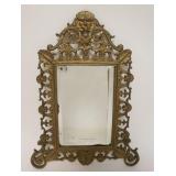 1199	CAST BRASS ORNATE HANGING MIRROR, APPROXIMATELY 10 1/2 IN X 14 1/2 IN