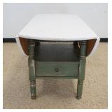 1204	DROPLEAF COUNTRY STYLE TABLE W/DISTRESSED PAINT FINISH & DRAWERS ON EITHER SIDE OF BASE, APPROX