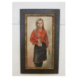 1205	OIL PAINTING ON CANVAS OF YOUNG WOMAN SIGNED LOWER RIGHT, APPROXIMATELY 23 1/4 IN X 38 IN OVERA