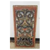 1210	ASIAN STYLE WOOD CARVED & SCROLL CUT ARCHITECTURE PANEL, APPROXIMATELY 19 IN X 38 1/2 IN HIGH
