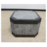 1213	GEOMETRIC BRASS LAMP TABLE W/2 TONE MARBLE FINISH, APPROXIMATELY 22 IN X 15 3/4 IN HIGH