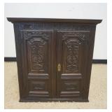 1222	ANTIQUE CONTINENTAL 2 DOOR CARVED CABINET W/DATE OF 1771 ON TOP, 2 CARVED PANELED DOORS, CASE H