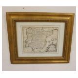 1229	FRAMED & MATTED MAP OF SPAIN, PAR LE SR ROBERT, 1743, APPROXIMATELY 20 IN X 23 1/2 IN OVERALL