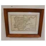 1231	FRAMED & MATTED MAP OF SPAIN, PAR LE R P DORLEANS, APPROXIMATELY 19 IN X 15 IN OVERALL