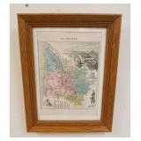 1232	FRAMED & MATTED MAP *LA FRANCE*, APPROXIMATELY 13 IN X 17 IN OVERALL