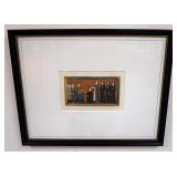 1236	FRAMED AND MATTED COLORED PRINT OF KING SITTING ON THRONE BEFORE A KNEELING MONK, APPROXIMATELY