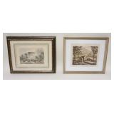 1239	LOT FRAMED AND MATTED PRINT, ARC DE TRIOPHE CHAMOUIN SCULP AND *THE OLD MILL* F. LESLIE THOMPSO