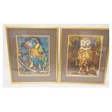 1248	2 FRAMED AND MATTED SERIGRAPHS BY MARY E. JOHNSTON OF OWL AND COCONUT LORY, APPROXIMATELY 13 3/