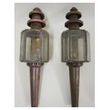 1275	PAIR OF BRASS CARRIAGE LANTERNS, APPROXIMATELY 17 IN HIGH