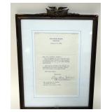 1282	FRAMED LETTER SIGNED BY LADY BIRD JOHNSON, MRS. LYNDON B. JOHNSON, 30 YEAR WEDDING ANNIVERSARY,