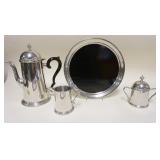 1284	PEWTER TEA SET, COLONIAL PEWTER BY BOARDMANN, TEA POT APPROXIMATELY 11 1/4 IN HIGH