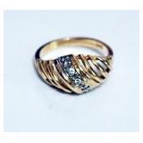 1290	14K WOMENS RING WITH DIAMOND STONE CHIPS, SIZE 4 3/4, 1.86 DWT INCLUDING STONES