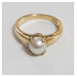 1291	14K PEARL RING, SIZE 5 3/4, 2.21 DWT INCLUDING PEARL