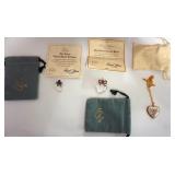 1299	LENOX HEART PENDANT AND EARRING SET, STERLING SILVER WITH CERTIFICATES AND LENOX GOLD TONE HEAR