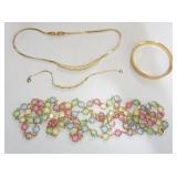 1308	LOT INCLUDING SWARVISKI NECKLACES, MONET BANGLE BRACELET, TWINNED BAR BRACELET
