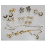 1315	7 PAIRS OF CRYSTAL AND GLASS STONE EARRINGS AND 2 NECKLACES