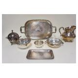 1012	SILVERPLATE LOT W/WALLACE & SHEFFIELD, REED & BARTON, & CRESEAL, 7 PIECE LOT,  LARGEST PIECE IS