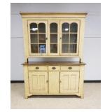 1032	ANTIQUE 2 PART COUNTRY HUTCH, 4 DOOR, 3 DRAWER, TOP IS EARLIER THAN BASE, TOP HAVING INDIVIDUAL
