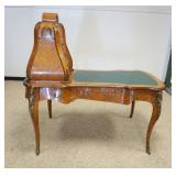 1033	ORNATE FRENCH DESK W/LEATHER TOP & 3 DRAWER STRUCTURE ON LEFT, FIGURAL METAL MOUNTS ON ALL 4 CO