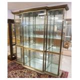 1034	DESIGN INSTITUTE AMERICA BRASS DISPLAY CABINET, 3 PART, MIRROR BACK W/INTERIOR LIGHTS, APPROXIM