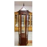 1036	ASIAN ROSEWOOD OCTAGONAL DISPLAY CASE W/PAGOTTA TOP & CARVED DRAGON PANEL ON TOP &  BASE, APPRO