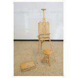 1040	ARTIST SET W/PORTABLE OAK EASLE, STOOL & CHALK SET