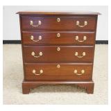 1042	HARDEN 4 DRAWER SOLID BLACK CHERRY CHEST ON BRACKET FEET, APPROXIMATELY 31 IN X 19 IN X 35 IN H