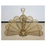 1049	ORNATE BRASS PEACOCK FIRE SCREEN, OPEN APPROXIMATELY 48 IN X 34 IN HIGH
