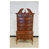 1066	AMERICAN DREW HIGHBOY CHEST OF DRAWERS W/SHELL CARVED LOWER DRAWER ON QUEEN ANNE LEGS IN CHERRY