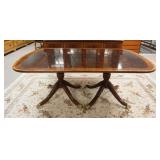 1081	HICKORY & WHITE DINING TABLE, MAHOGANY W/INLAID BANDING ON EGDES & 2 LEAVES, APPROXIMATELY 46 I