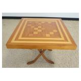 1087	FOLDING GAME TABLE W/CHECKER/CHESS BOARD TOP, APPROXIMATELY 30 IN X 30 IN X27 IN HIGH
