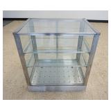 1100	NICKLE PLATED GLASS STORE TOP COUNTER CASE W/DRAWER AT BASE, APPROXIMATELY 28 IN X 21 IN X 30 I