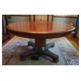 1102	SOLID MAHOGANY 60 IN ROUND EXTENSION TABLE WITH 5-12 IN LEAVES 